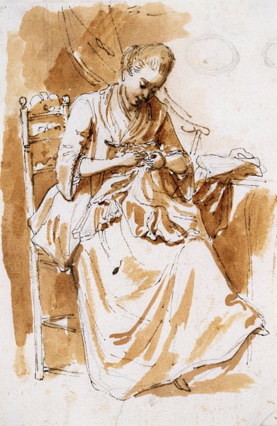 The Embroiderer by Etienne de Lavallee Poussin